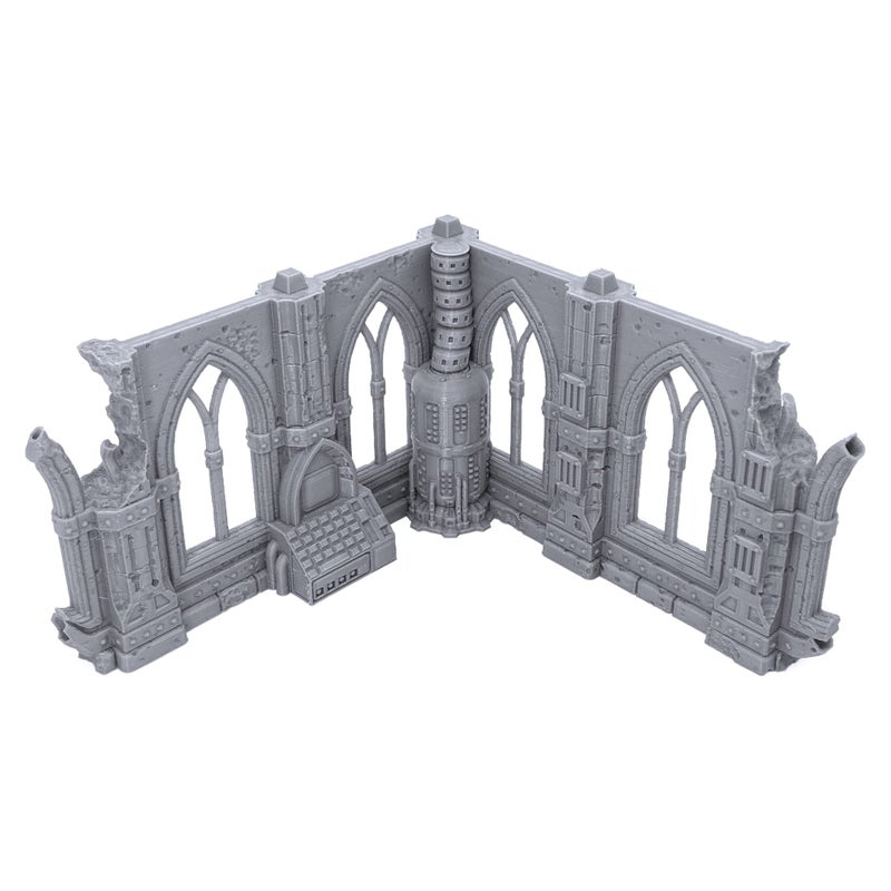 EnderToys Gothic Sci-Fi Ruins by Terrain4Print (Set C), 3D Printed Tabletop RPG Scenery and Wargame Terrain for 28mm Miniatures - Image 4